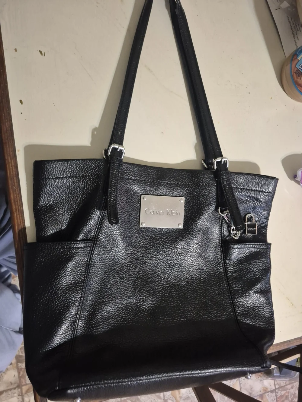 Calvin Klein Black Leather Tote Bag